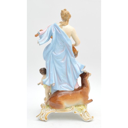 374 - Meissen; c. 1850-1900, the figurine Hearing from The Five Senses series, depicting young lady dresse... 