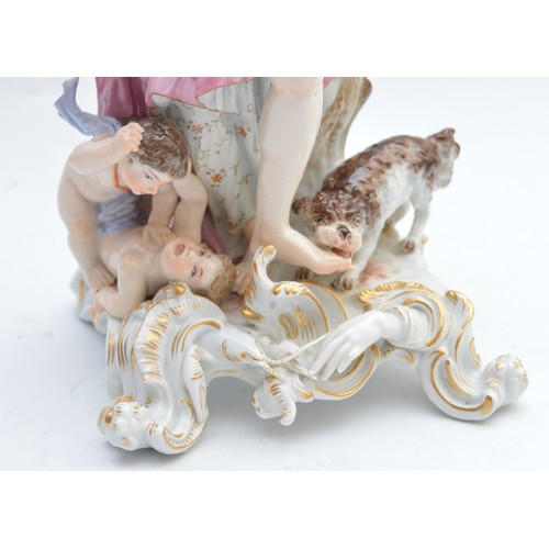 375 - Meissen; c. 1850-1900, the figurine Touch from The Five Senses series, depicting young lady dressed ... 