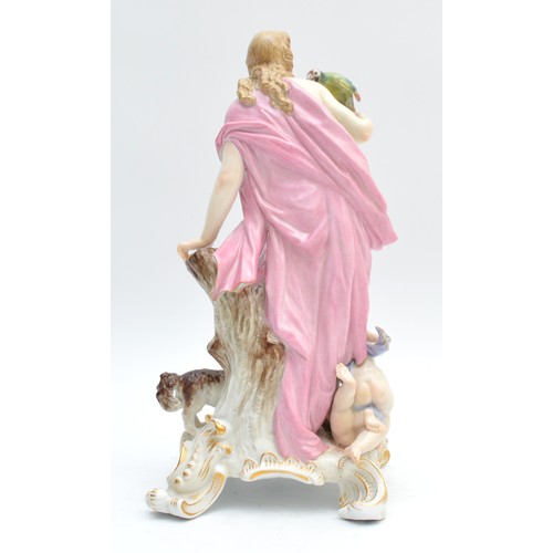 375 - Meissen; c. 1850-1900, the figurine Touch from The Five Senses series, depicting young lady dressed ... 