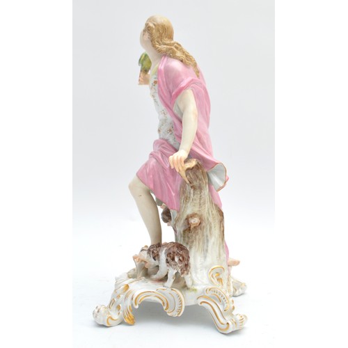 375 - Meissen; c. 1850-1900, the figurine Touch from The Five Senses series, depicting young lady dressed ... 