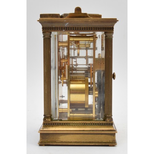 398 - Mathew Norman, London, a 20th century  brass repeating and striking carriage clock, signed enameled ... 