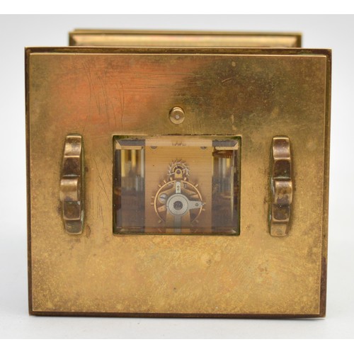 398 - Mathew Norman, London, a 20th century  brass repeating and striking carriage clock, signed enameled ... 
