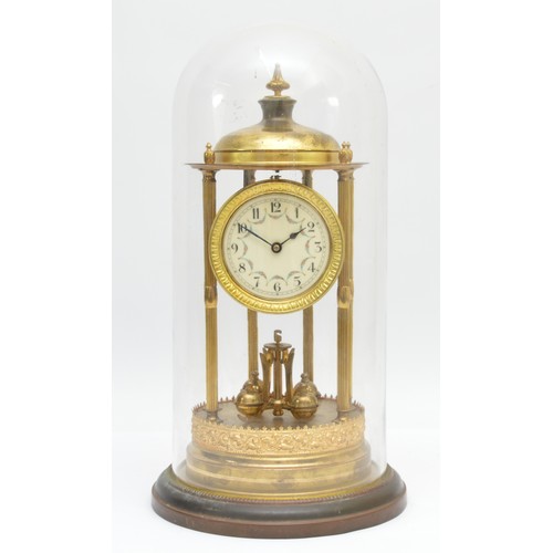 403 - Haller & Benzing, a German 20th century brass Bandstand anniversary mantel clock, off white dial wit... 