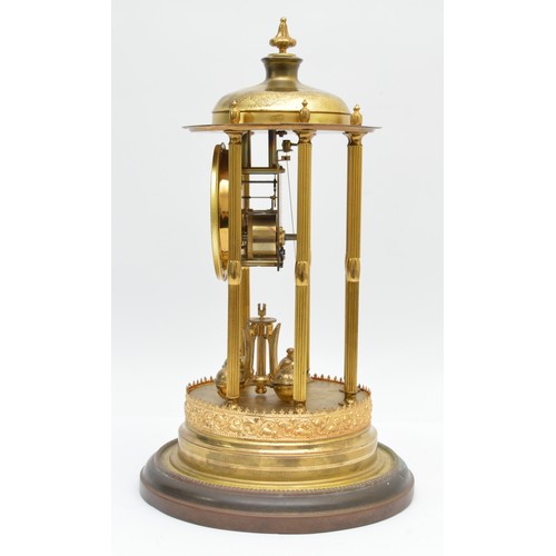 403 - Haller & Benzing, a German 20th century brass Bandstand anniversary mantel clock, off white dial wit... 