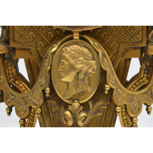 406 - Rollin a Paris, a good quality mid 19th century gilt brass mantel clock, the chapter ring with appli... 