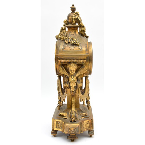406 - Rollin a Paris, a good quality mid 19th century gilt brass mantel clock, the chapter ring with appli... 