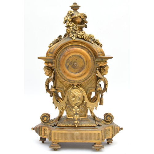 406 - Rollin a Paris, a good quality mid 19th century gilt brass mantel clock, the chapter ring with appli... 