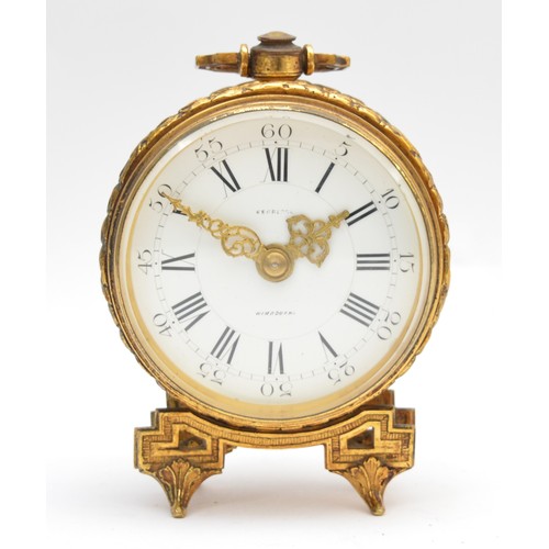 412 - Buren, a brass cased drum mantel clock, white enamel dial, signed movement numbered 82746, case numb... 