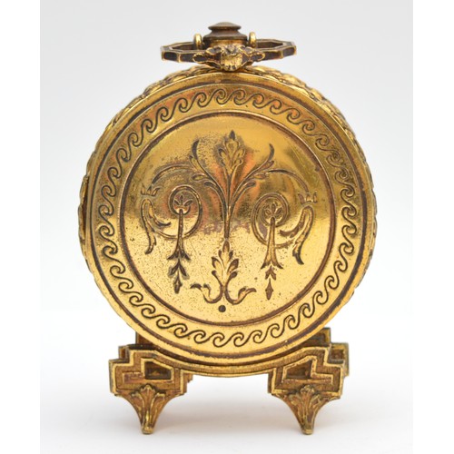 412 - Buren, a brass cased drum mantel clock, white enamel dial, signed movement numbered 82746, case numb... 