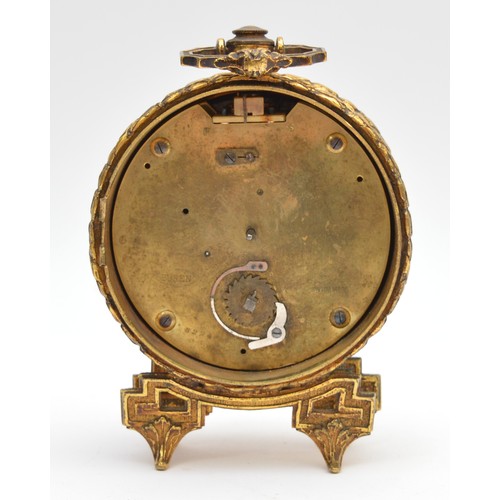 412 - Buren, a brass cased drum mantel clock, white enamel dial, signed movement numbered 82746, case numb... 