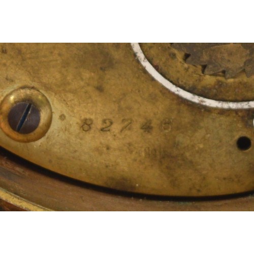 412 - Buren, a brass cased drum mantel clock, white enamel dial, signed movement numbered 82746, case numb... 