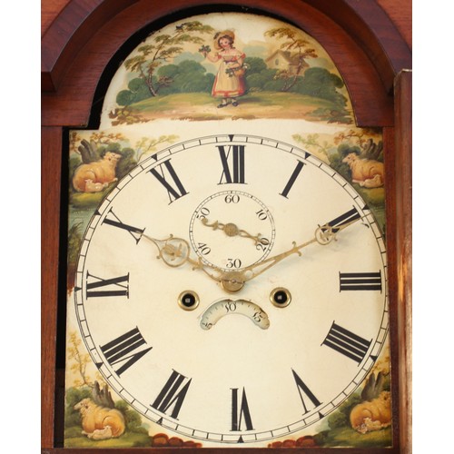 423 - A 19th century inlaid mahogany 8 day longcase clock, the arched stepped pediment, hood with reeded c... 