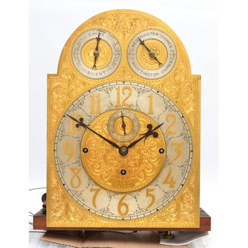 424 - Maples & Co., London, a fine late 19th century satinwood three train musical longcase clock, the 12