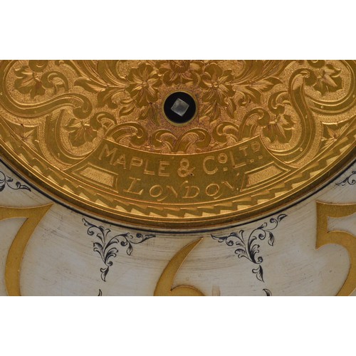 424 - Maples & Co., London, a fine late 19th century satinwood three train musical longcase clock, the 12