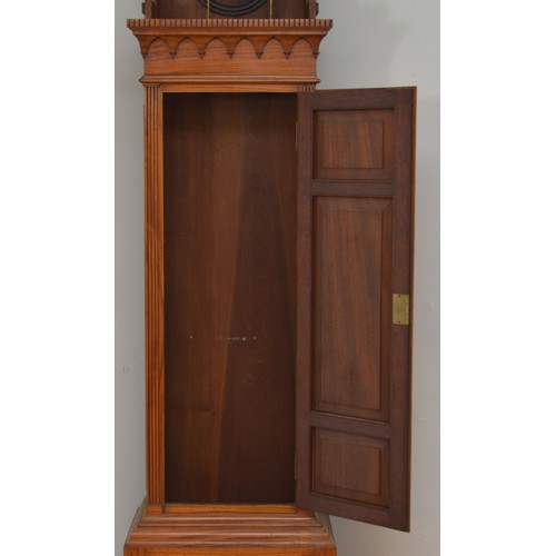 424 - Maples & Co., London, a fine late 19th century satinwood three train musical longcase clock, the 12