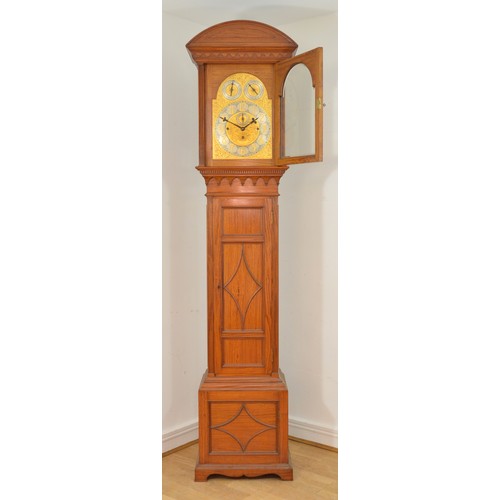 424 - Maples & Co., London, a fine late 19th century satinwood three train musical longcase clock, the 12