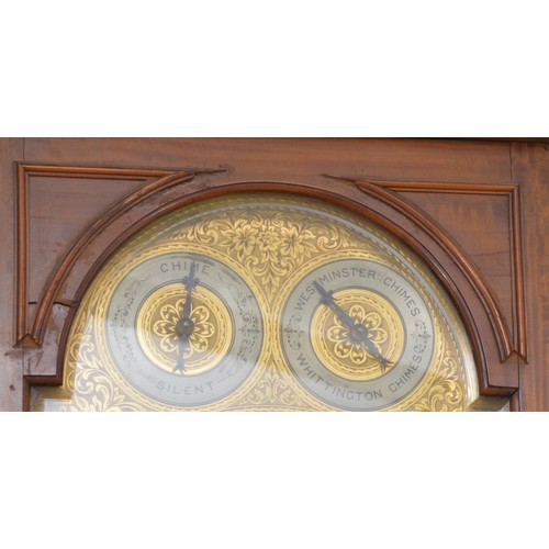 424 - Maples & Co., London, a fine late 19th century satinwood three train musical longcase clock, the 12