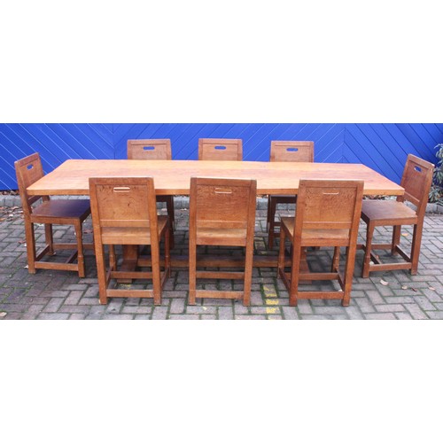 'Rabbitman' Peter Heap, Wetwang; an oak dining table, the pegged ...