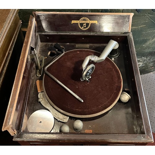 40 - Two early 20th century wind-up cabinet gramophones, comprising a Salon Decca and a Columbia, in need... 