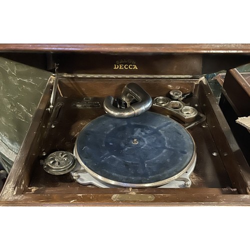 40 - Two early 20th century wind-up cabinet gramophones, comprising a Salon Decca and a Columbia, in need... 