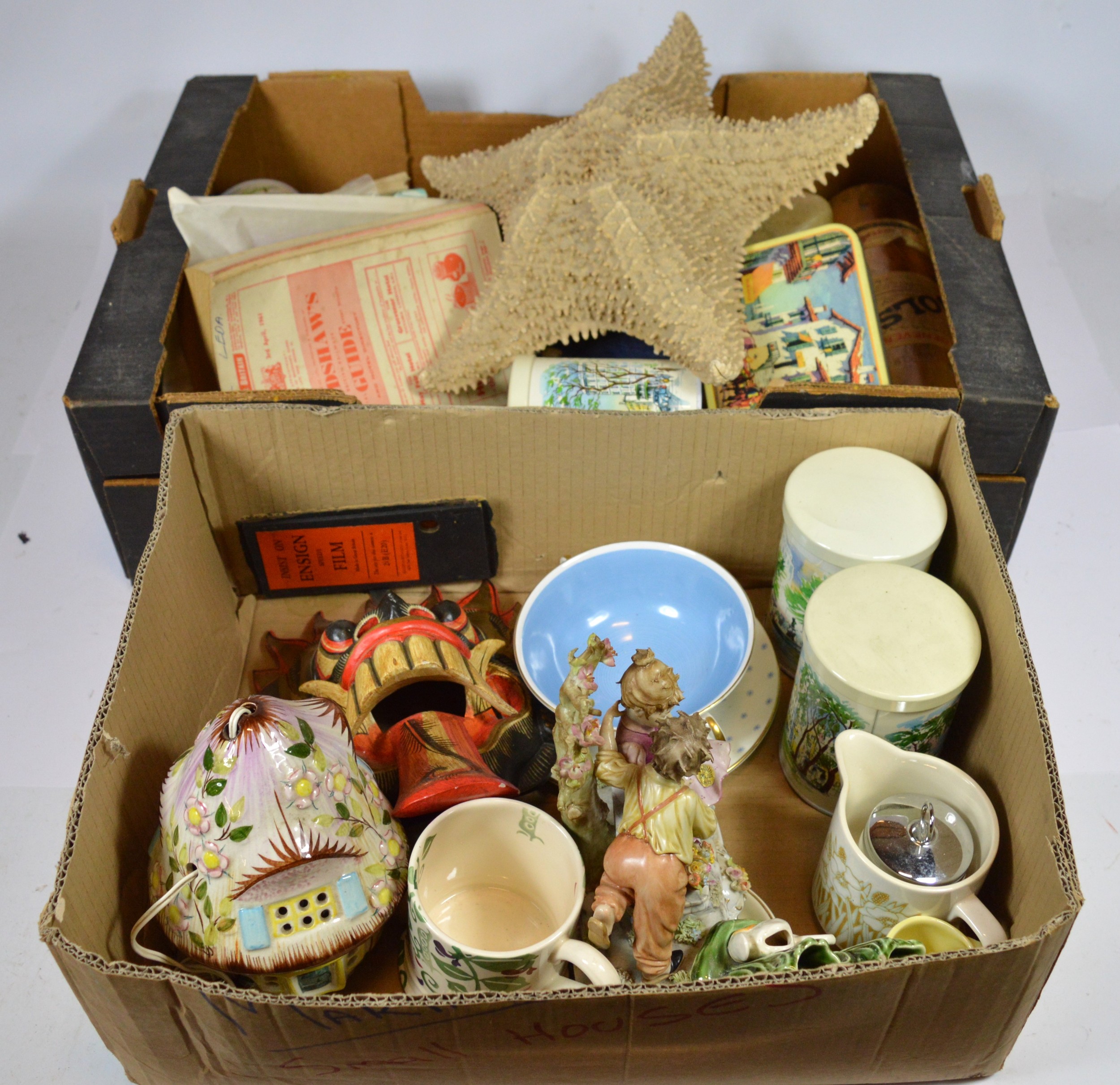 Four boxes of decorative homewares, to include, a 1958 Goebel figurine ...