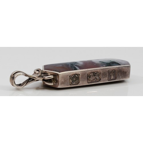 David Scott Walker, a silver Blue John and moss agate pendant