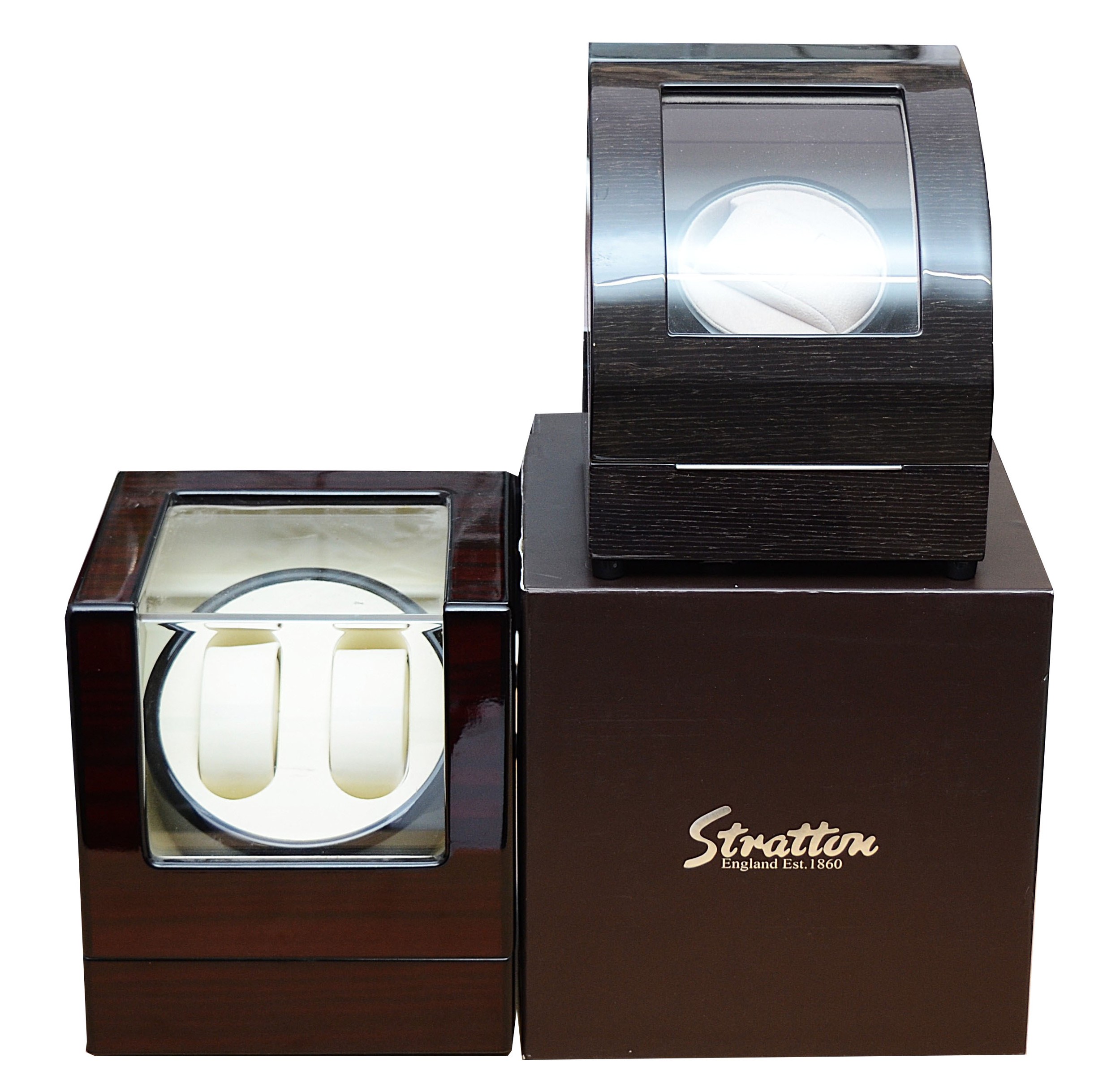 A Stratton singular watch winder, in original packaging, together with ...