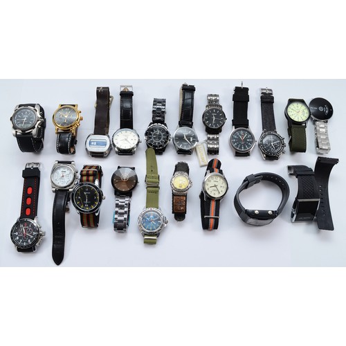 A collection of twenty quartz gentleman's fashion wristwatches. (1 box)