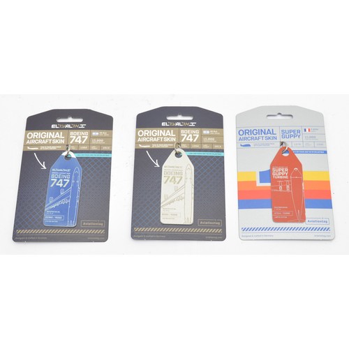 3 original AviationTag Aircraft skin tags - Boeing 747 / Super Guppy Turrine / Boeing 747.