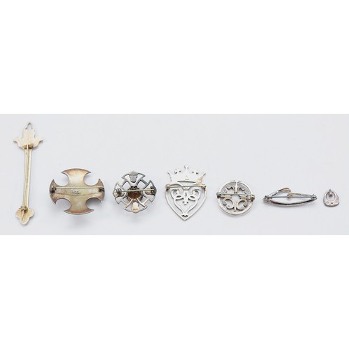20 - IONA, a Scottish silver brooch, 80mm, an Ola Gorie silver circular brooch, a Scottish silver gemset ... 