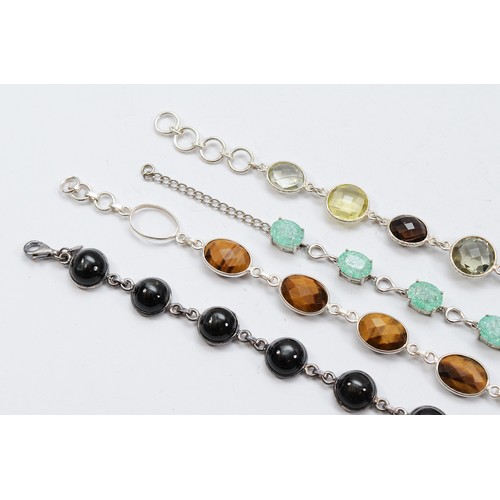 33 - TGGC, four 925 silver gemset bracelets, 19-20cm, 53g