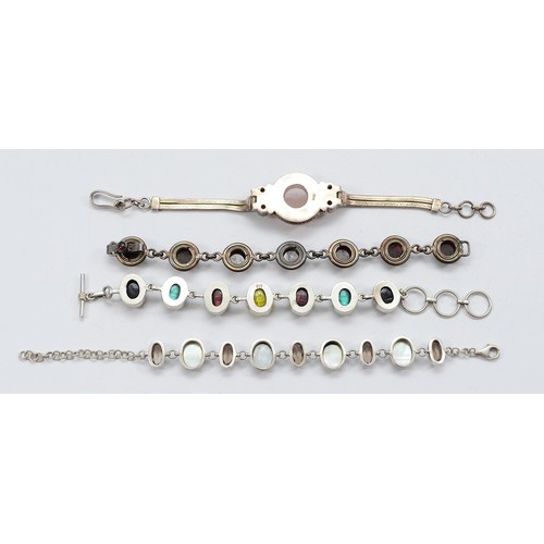 54 - Four 925 silver gemset bracelets, 19-21cm, 118g