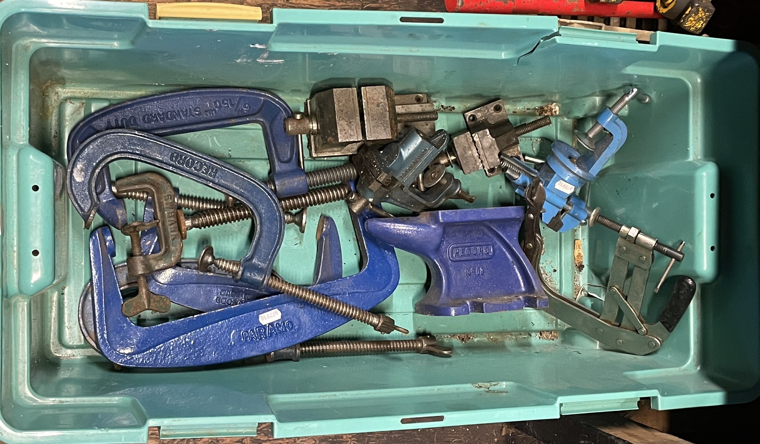 A Record No. 11 bench vice, Ewbank 'Little Giant' bench clamp, Varney ...