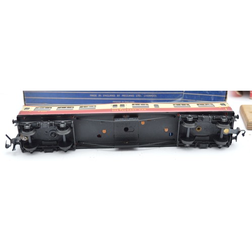 1 - Box of sundry model railway items including Hornby Dublo coach (resturant car), a level crossing (bo... 