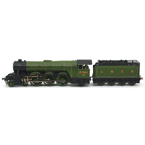 12 - An O gauge L.N.E.R green A3 class locomotive/tender No 2751 