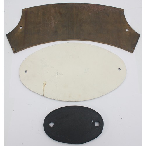 24 - Three sundry replica railway items- brass locomotive headboard 