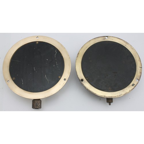 28 - Two brass cased pressure gauges- dials marked BR(S) and BR(STD), diameters 15cm.