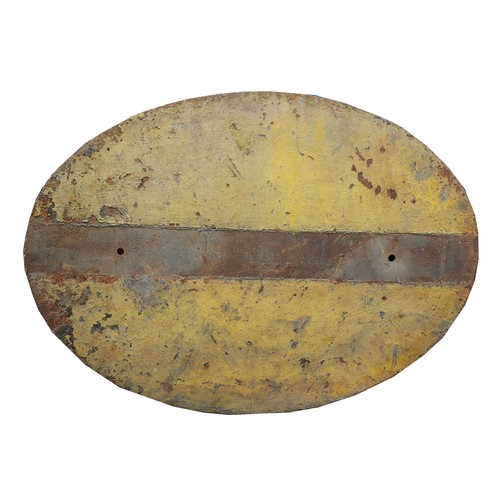 37 - A round cast-iron railway crane makers plate - Craven Brothers Ltd. Manchester 1914 5 Tons, 58.5cm x... 