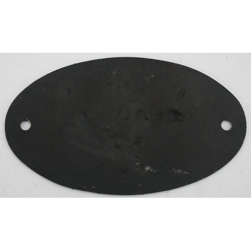 40 - Brass oval locomotive works plate- L.M.S Horwich rebuilt 1920. It measures 27cm x 15.5. Distance bet... 