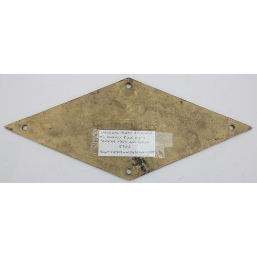 41 - Brass replica Diamond Locomotive works plate- North British Locomotive Co. Ltd, Queens Park Works, G... 