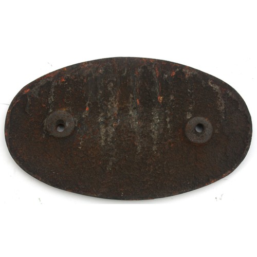 56 - A cast iron wagon builders plate- Metro. Cammell C&W Co Ltd, Midland Works, Birmingham 1940, Patent ... 