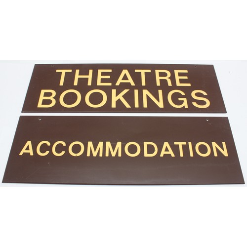 Two vintage acrylic signs of rectangular form 'Theatre Bookings' and ...
