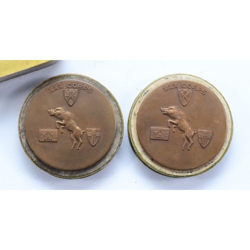 A WWI brass Queen Mary 1914 Christmas tin, 13 x 8.5cm, together