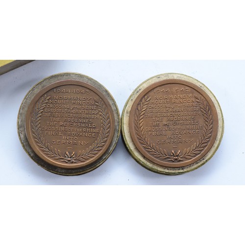 A WWI brass Queen Mary 1914 Christmas tin, 13 x 8.5cm, together