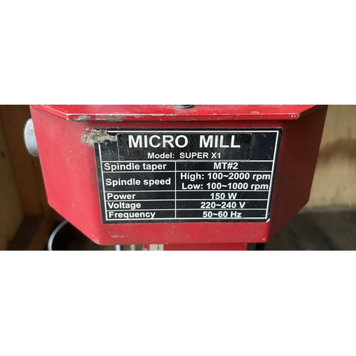 5 - Micro Mill - A compact bench mounting milling machine, model Super X1, 240V single phase, fitted wit... 