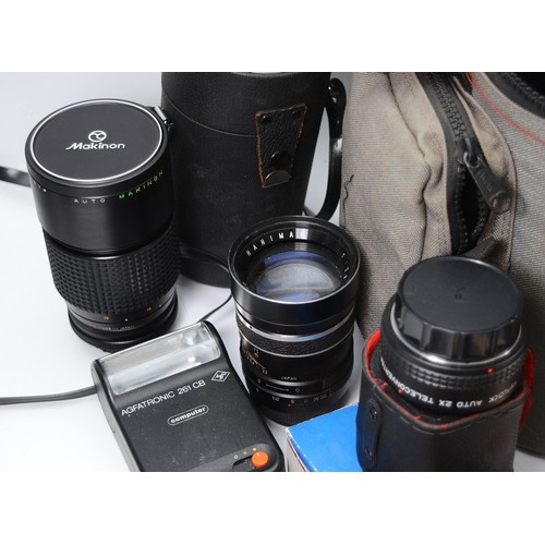One box of digital camera accessories, comprising of, lenses, flashguns ...