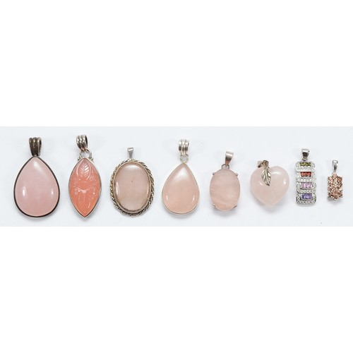 88 - TGGC, two 925 silver gemset pendants, Whitney Kelly, a 925 silver rose quartz pendant, with five 925... 