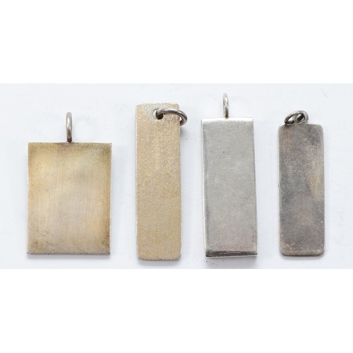 102 - Four 1977 silver ingot pendants, from Edinburgh, London and Birmingham, 67g
