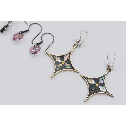 190 - Seven pairs of 925 silver gemset hook earrings, 30g