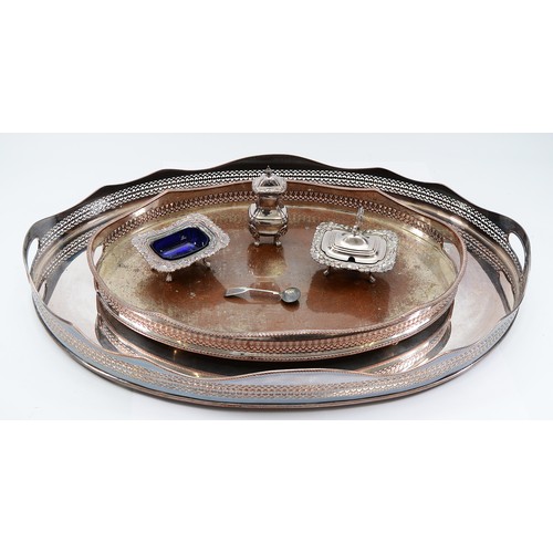 211 - A Victorian silver salt spoon, Exeter 1838, 8gm, together with a silver plated condiment pot, open s... 